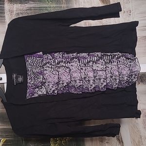 Moonlight Bay Womens Large all in one cardigan built in ruffle front sweater